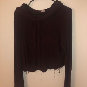 Maroon Cropped Hoodie